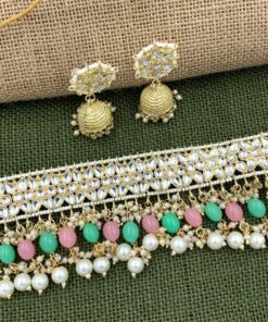 Glamaya Pink & Green Kundan Festival Choker Set 1 GLAM-CN-PE-116F3-302810-145-4