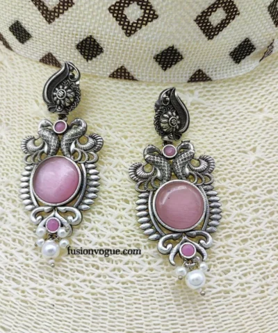 Glamaya Chic Monalisa Stone Silver Earrings: Trendy & Elegant Picks 1 GLAM-ER-ST-73F3-830271-100-3