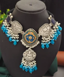 Glamaya Stylish Silver Fusion Choker: Exclusive Design 1 GLAM-NE-OX-80-226636-110-10