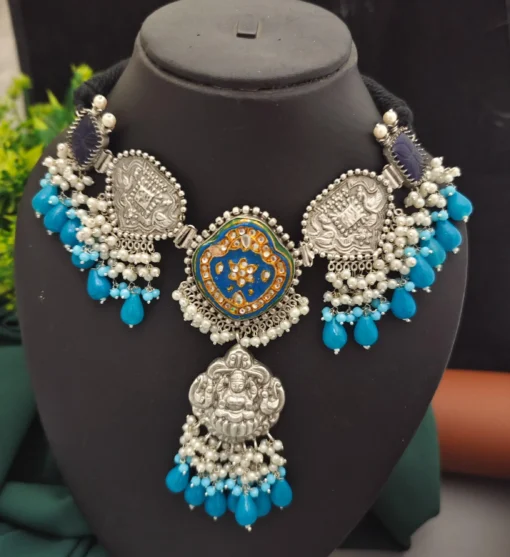 Glamaya Stylish Silver Fusion Choker: Exclusive Design 1 GLAM-NE-OX-80-226636-110-10