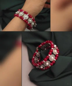 Glamaya Adjustable Red Beads Bracelet: Trendy Women's Armlet 2 GLAM-BB-BE-16F7-650364-30-3