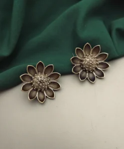 Glamaya Flower Silver Lookalike Stud Earrings For Stylish Women 1 GLAM-ER-OX-40-685146-71-2