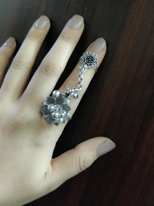 Glamaya Trendy Oxidised Chain Ring: Stylish & Affordable Pick For Women 1 GLAM-RI-OX-5F7-967647-11-7