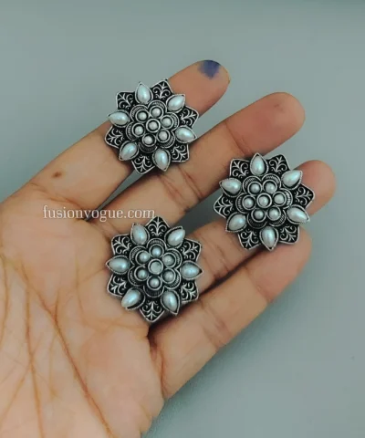 Glamaya Stylish Oxidised Pearl Combo Set For Women 1 GLAM-CE-PE-40-730907-71-2