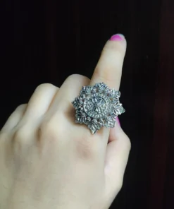 Glamaya Stylish German Silver Adjustable Ring: Boho Chic Statement Piece 1 GLAM-RI-OX-6F4-699359-11-7