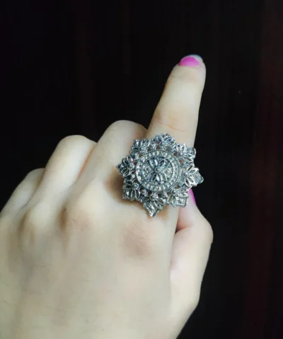 Glamaya Stylish German Silver Adjustable Ring: Boho Chic Statement Piece 1 GLAM-RI-OX-6F4-699359-11-7