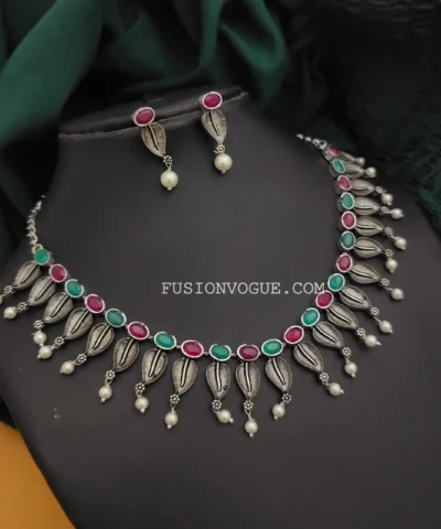 Glamaya Multicolour Silver Choker Earrings Set - Trendy Combo 1 GLAM-CN-OX-53F3-618004-100-3