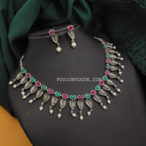 Glamaya Multicolour Silver Choker Earrings Set - Trendy Combo 1 GLAM-CN-OX-53F3-618004-100-3