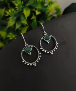Glamaya Chic Green Stone Oxidized Earrings - Lightweight & Trendy! 1 GLAM-ER-ST-5F7-781926-11-7