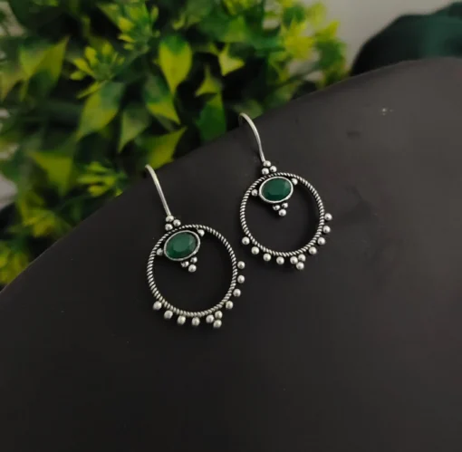 Glamaya Chic Green Stone Oxidized Earrings - Lightweight & Trendy! 1 GLAM-ER-ST-5F7-781926-11-7