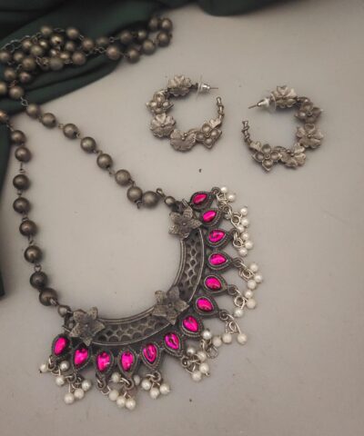 Glamaya Chic Black Polish Pink Jewelry Set 1 GLAM-CN-BP-21F4-224201-35-7