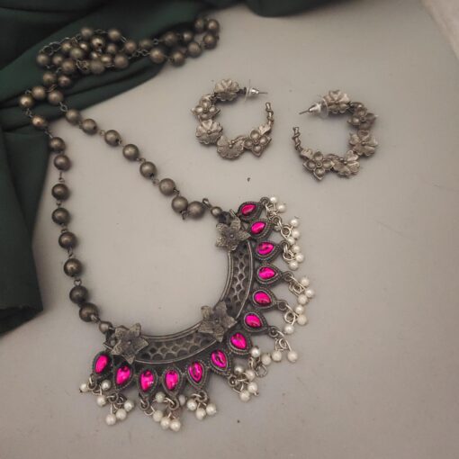 Glamaya Chic Black Polish Pink Jewelry Set 1 GLAM-CN-BP-21F4-224201-35-7