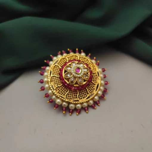 Glamaya Ethnic Kundan Polki Jumbo Adjustable Ring: Traditional Copper Beauty 1 GLAM-RI-CO-76F7-430097-100-3
