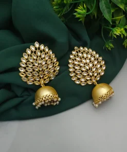 Glamaya Chic Matte Gold Plated Jhumka Earrings: Trendy Designer Style 1 GLAM-ER-KU-18-681226-30-10