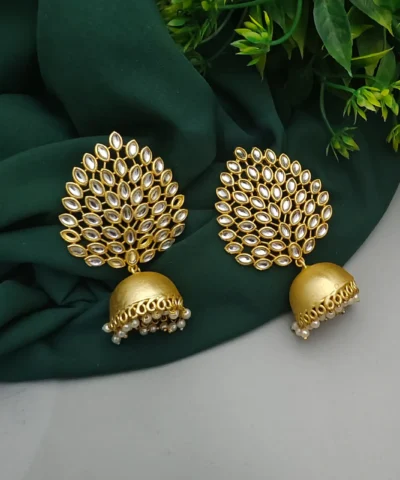Glamaya Chic Matte Gold Plated Jhumka Earrings: Trendy Designer Style 1 GLAM-ER-KU-18-681226-30-10