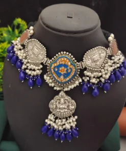 Glamaya Elegant Silver Fusion Choker Necklace For Stylish Women 1 GLAM-NE-OX-200-711191-275-4