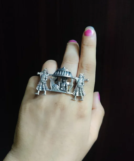 Glamaya Adjustable Oxidised German Silver Finger Ring - Trendy Women's Jewelry 1 GLAM-RI-OX-6F4-282654-11-7