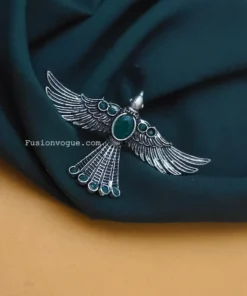 Glamaya Gorgeous Green Oxidised Bird Ring - Adjustable & Trendy 1 GLAM-RI-OX-23F3-971174-45-3