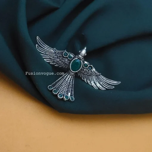 Glamaya Gorgeous Green Oxidised Bird Ring - Adjustable & Trendy 1 GLAM-RI-OX-23F3-971174-45-3
