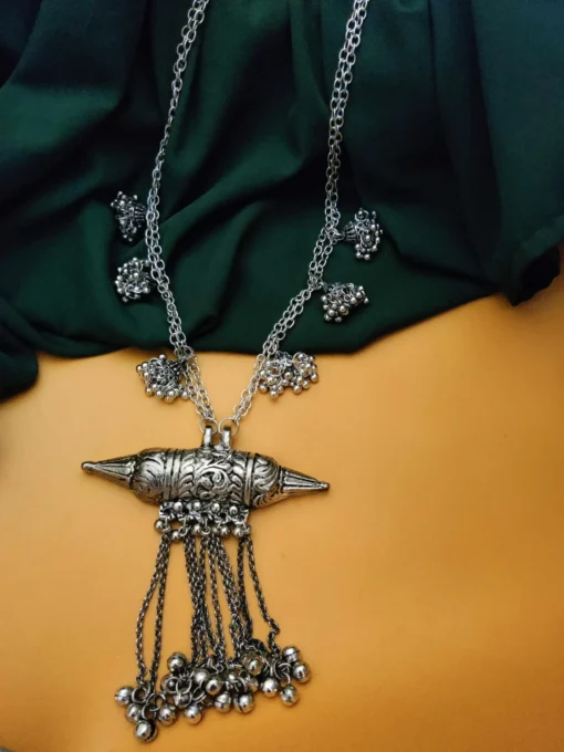 Glamaya Stylish Oxidised Jhumki Chain Necklace - Trendy Design For Women 1 GLAM-NE-OX-45-905789-75-4