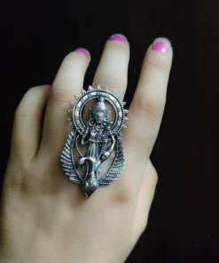 Glamaya Chic Adjustable German Silver Ring For Women 1 GLAM-RI-OX-6F4-519202-11-7