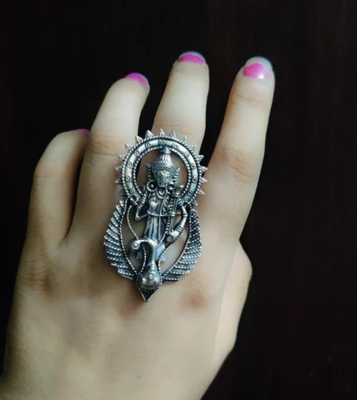 Glamaya Chic Adjustable German Silver Ring For Women 1 GLAM-RI-OX-6F4-519202-11-7
