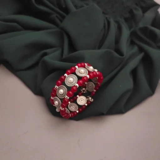 Glamaya Adjustable Red Beads Bracelet: Trendy Women's Armlet 1 GLAM-BB-BE-16F7-650364-30-3