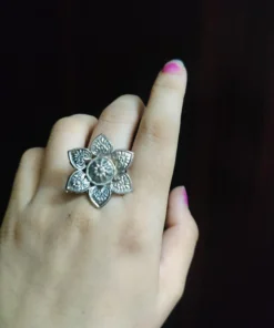Glamaya Ethnic Adjustable Silver Ring: Trendy & Stylish For Women 1 GLAM-RI-OX-6F4-422869-11-7