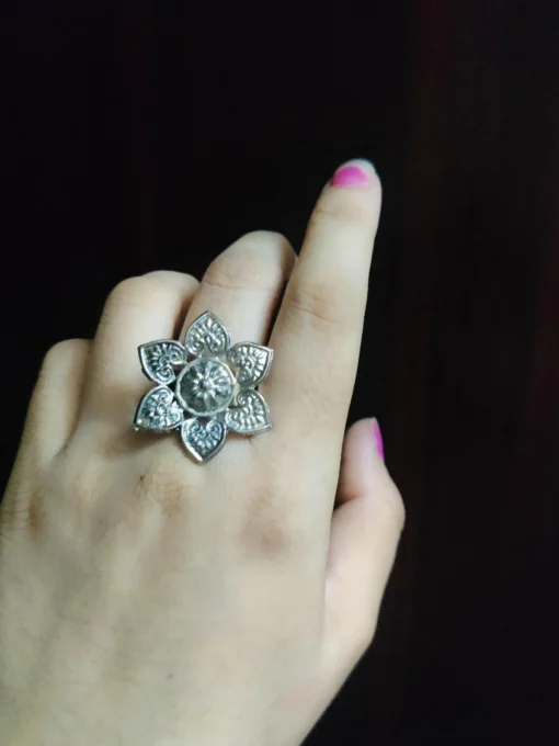 Glamaya Ethnic Adjustable Silver Ring: Trendy & Stylish For Women 1 GLAM-RI-OX-6F4-422869-11-7