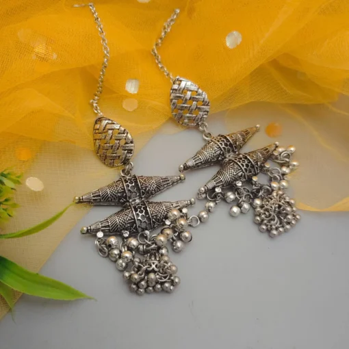 Glamaya Stunning Oxidised Chain Dolki Earrings Online - Affordable & Trendy 1 GLAM-ER-OX-22-571347-35-5