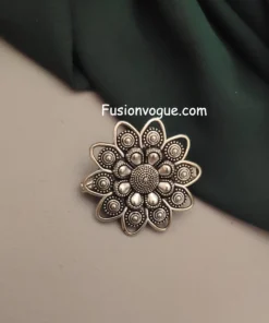 Glamaya Luxury Oxidised Brooch For Saree & Dupatta - Trendy Designs 1 GLAM-WB-OX-9F2-320105-15-6
