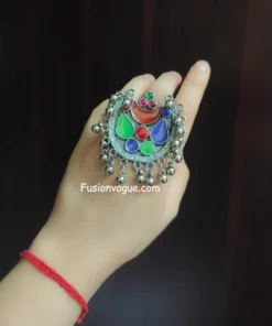 Glamaya Ethnic Multicolored Afghan Meena Ring For Stylish Women 2 GLAM-RI-ME-40-788283-71-2