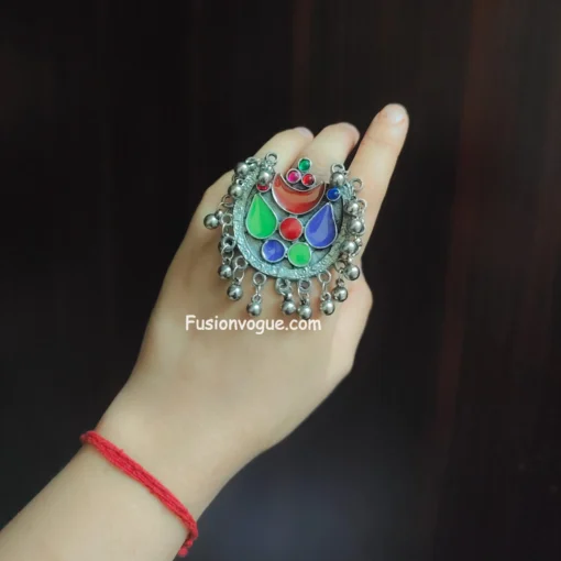 Glamaya Ethnic Multicolored Afghan Meena Ring For Stylish Women 2 GLAM-RI-ME-40-788283-71-2 Glamaya Ethnic Multicolored Afghan Meena Ring For Stylish Women 2 GLAM-RI-ME-40-788283-71-2