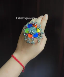 Glamaya Boho Chic Afghan Multicolored Finger Ring For Women 2 GLAM-RI-OX-40-748545-71-2