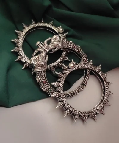 Glamaya Ethnic Oxidised Bangles Set 2.6: Traditional Indian Armlets Combo 1 GLAM-CB-OX-108F3-738849-175-6