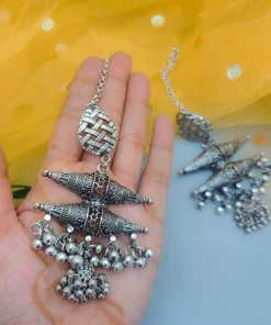 Glamaya Stunning Oxidised Chain Dolki Earrings Online - Affordable & Trendy 2 GLAM-ER-OX-22-571347-35-5