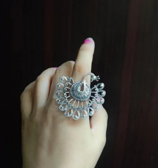 Glamaya Boho Chic German Silver Adjustable Finger Ring - Trendy And Affordable Style 1 GLAM-RI-OX-6F4-299109-11-7