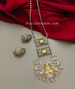 Glamaya Exquisite Two Tone Temple Necklace Earrings Combo 1 GLAM-CN-TT-43F3-431121-66-3