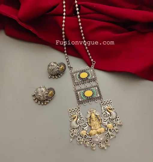 Glamaya Exquisite Two Tone Temple Necklace Earrings Combo 1 GLAM-CN-TT-43F3-431121-66-3