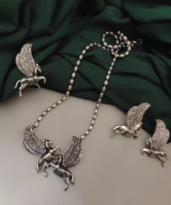 Glamaya Stunning Oxidized Horse Jewelry Set - Silver Combo 1 GLAM-CN-OX-60-050283-89-2