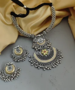 Glamaya Stylish Oxidised Two Tone Jewelry Set: Affordable Elegance 1 GLAM-CN-TT-15F7-931376-25-7