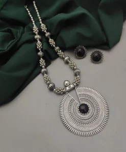 Glamaya Elegant Long Black Stone Necklace & Earring Set 1 GLAM-CN-ST-30-822449-49-5