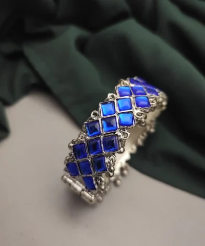 Glamaya Stylish Oxidized Blue Bracelet Bangle: Trendy Openable Armlet For Women 1 GLAM-BB-OX-25-546242-41-4