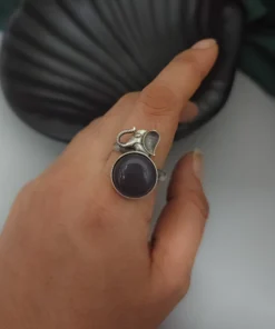 Glamaya Silver Elephant Adjustable Ring: Black & Stylish 3 GLAM-RI-OX-40-343717-71-2