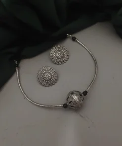 Glamaya Exquisite Oxidised Silver Hasli Necklace Set 2 GLAM-CN-OX-14F4-211881-22-9