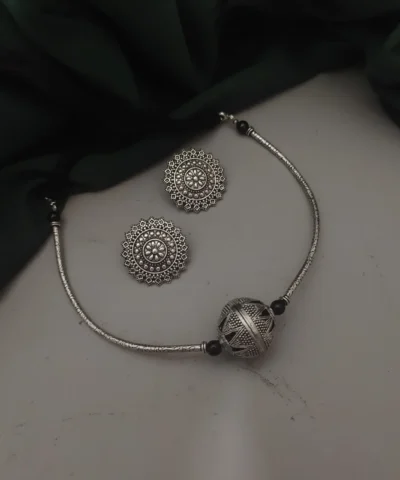 Glamaya Exquisite Oxidised Silver Hasli Necklace Set 2 GLAM-CN-OX-14F4-211881-22-9
