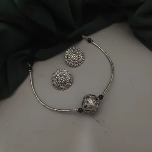 Glamaya Exquisite Oxidised Silver Hasli Necklace Set 2 GLAM-CN-OX-14F4-211881-22-9 Glamaya Exquisite Oxidised Silver Hasli Necklace Set 2 GLAM-CN-OX-14F4-211881-22-9