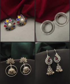 Glamaya Elegant Oxidised Combo Set: Trendy 4-pair Earrings 1 GLAM-CE-OX-32-302769-60-5