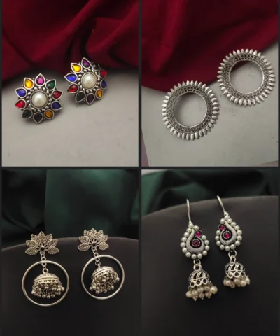 Glamaya Elegant Oxidised Combo Set: Trendy 4-pair Earrings 1 GLAM-CE-OX-32-302769-60-5