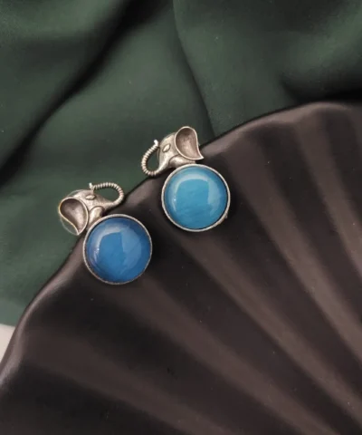Glamaya Blue Elephant Silver Stud Earrings - Unique Animal Jewelry 1 GLAM-ER-OX-25-918815-41-4